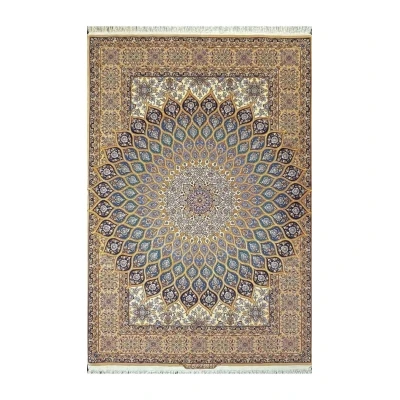 Authentic 11x8 Persian Isfahan rug with dome design, hand-knotted by Davarie