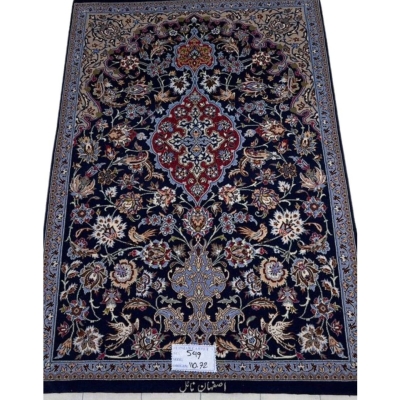 Vintage 40-year-old Persian rug with silk and wool blend, 110x72 cm
