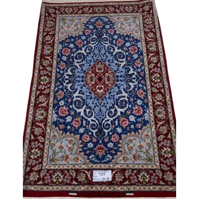 Handmade oriental rug for sale, blue and red design