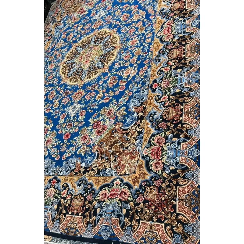 "Luxury Isfahan Persian rug, 9.8 feet x 6.7 feet, with 810,000 knots per square meter, hand-knotted."