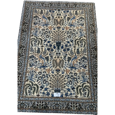 Hand-Knotted Silk and Wool Rug from Nain, Iran