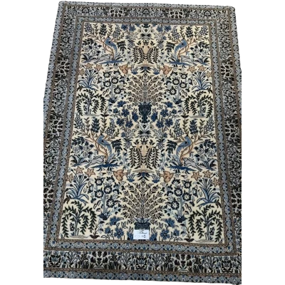 Hand-Knotted Silk and Wool Rug from Nain, Iran