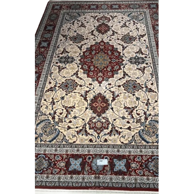 Handcrafted Ghenaat Isfahan rug with intricate floral patterns