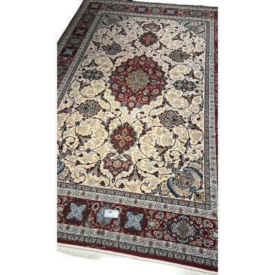 Detailed view of Ghenaat Isfahan handmade rug showcasing floral motifs