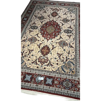 Detailed view of Ghenaat Isfahan handmade rug showcasing floral motifs