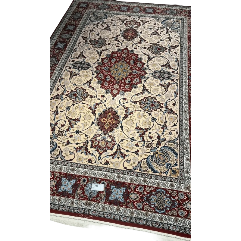 Detailed view of Ghenaat Isfahan handmade rug showcasing floral motifs