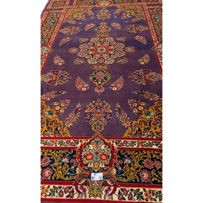 Close-up view of the Elegant Mashad Rug showcasing its intricate 360,000 knots per square meter craftsmanship