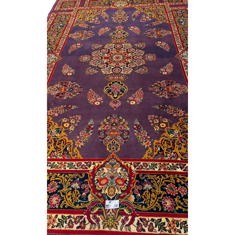 Close-up view of the Elegant Mashad Rug showcasing its intricate 360,000 knots per square meter craftsmanship