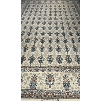 "Exquisite Hand-Knotted Persian Rug from Isfahan, Elegant Silk and Wool Blend" – Highlighting the luxurious materials and origin.
