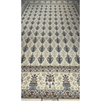 "Exquisite Hand-Knotted Persian Rug from Isfahan, Elegant Silk and Wool Blend" – Highlighting the luxurious materials and origin.
