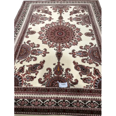"Hand-knotted Persian Kerman rug with traditional Patheh design, crafted from wool and silk. Perfect area rug for large living rooms, offering elegance and comfort. Authentic Persian rug from Isfahan, Iran."

