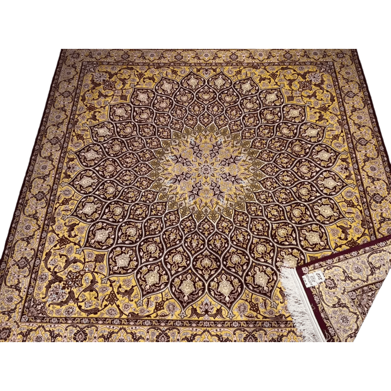 Karbasi Zadeh's Golden Dome Rug with intricate gold and brown patterns