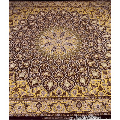 Close-up of the detailed craftsmanship on Karbasi Zadeh's Golden Dome Rug