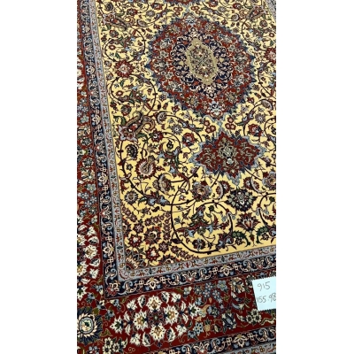 Close-up of the intricate weave and detailed patterns on Master Khajeh's high knot density rug