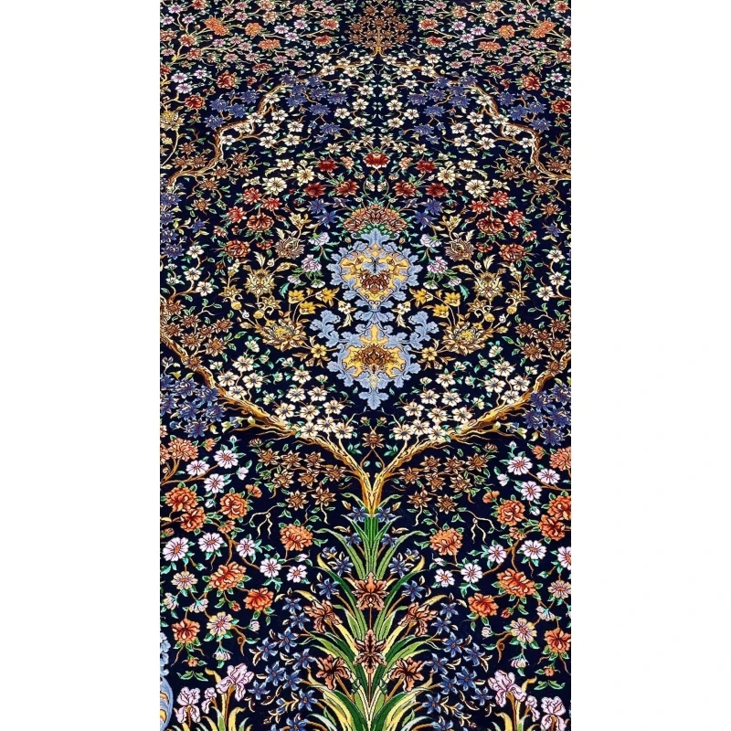 Persian Isfahan rug with a dense Tree of Life floral design and artisanal craftsmanship
