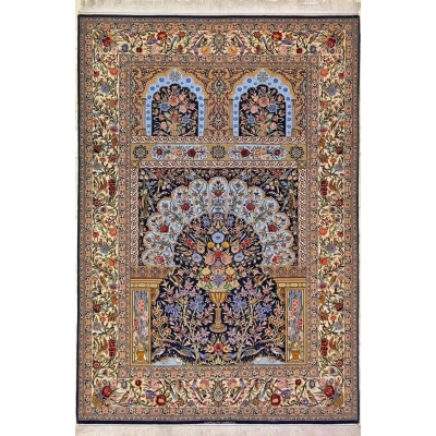 "Hand-knotted wool and silk rug from Isfahan by Master Mansourie"
