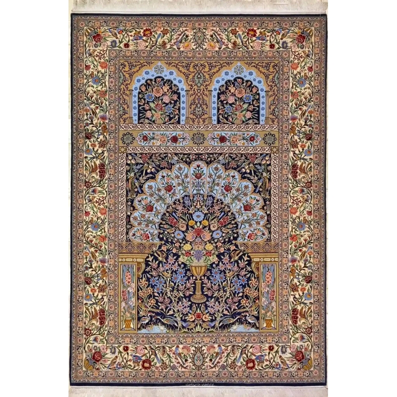 "Hand-knotted wool and silk rug from Isfahan by Master Mansourie"