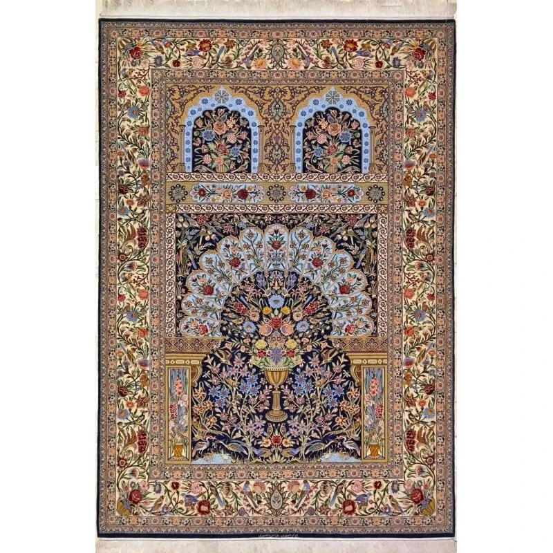 "Hand-knotted wool and silk rug from Isfahan by Master Mansourie"