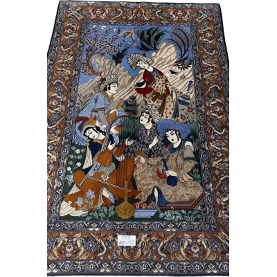 "Hand-knotted Persian rug from Isfahan, Iran - 160x115 cm, wool and silk blend, featuring intricate designs with 1,000,000 knots per square meter, available at an affordable price."






