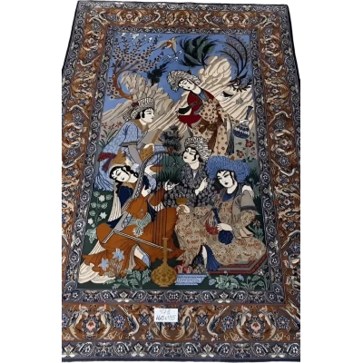 "Hand-knotted Persian rug from Isfahan, Iran - 160x115 cm, wool and silk blend, featuring intricate designs with 1,000,000 knots per square meter, available at an affordable price."






