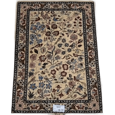 "Hand-knotted Persian rug by Zangeneh – 103x73 cm, crafted with wool and silk, featuring 1,000,000 knots per square meter, offering exquisite Persian craftsmanship and elegance for any home." ​​
