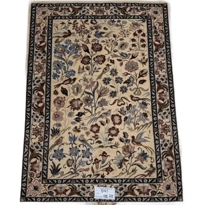 "Hand-knotted Persian rug by Zangeneh – 103x73 cm, crafted with wool and silk, featuring 1,000,000 knots per square meter, offering exquisite Persian craftsmanship and elegance for any home." ​​






