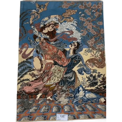 "Hand-knotted Pictorial Isfahan rug from Iran – 120x80 cm, crafted with a wool and silk blend, featuring 740,000 knots per square meter, perfect for adding artistic luxury to any space."

