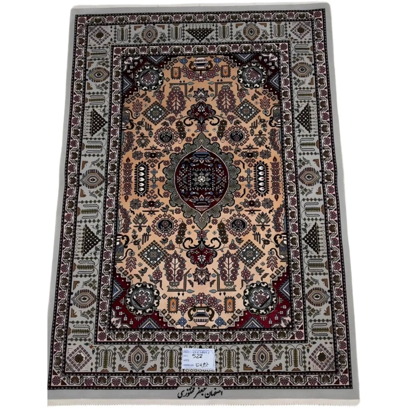"Hand-knotted Prestige Isfahan rug, 129x78 cm, crafted by Weaver Fakhorie, Persian-Iranian carpets for sale."