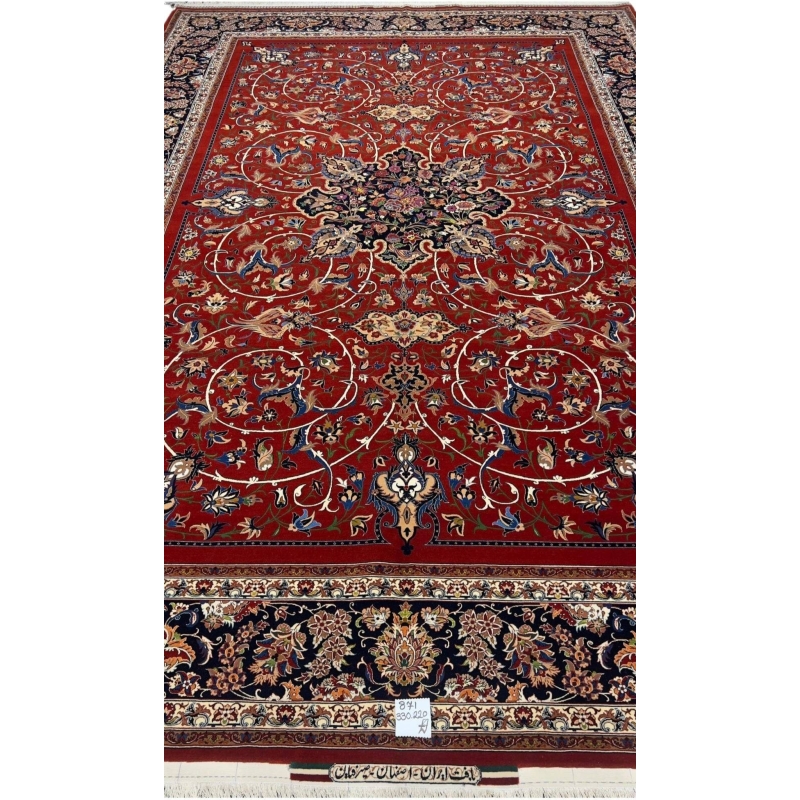 "Exquisite Persian rug by Grand Master Bagher Seirafian with vibrant red tones."